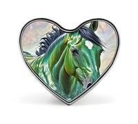 Green Horse Lapel Pin Exquisite Fashion Brooches Personalized Buttons Badge Novelty Unique Button Pins Cute Heart Shaped Pins Metal Buttons for Backpack Hat Bag Jacket