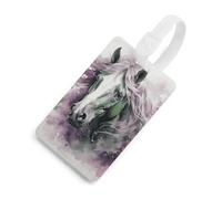 Green Horse Luggage Tags with ID Card, Durable Travel Bag Tags, Waterproof Name Tag for Suitcases, Backpacks & Travel Cases White-Style