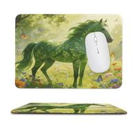 Green Horse Pattern Stitched Edge Mouse Pad