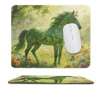 Green Horse Pattern Stitched Edge Mouse Pad