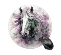 Green Horse Round Mouse Pad 7.8 Inch, Portable Gaming Mouse Mat with Non-Slip Rubber Base & Smooth Surface, Waterproof Mousepad for PC, Laptop, Computer, Office, Home