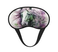 Green Horse Sleep Mask for Side Sleeper Eye Mask for Sleeping Light Blocking Soft Breathable Sleep Eye Mask for Women Men Adjustable Elastic Strap Travel Nap Blackout Eye Shade Cover