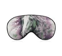 Green Horse Sleep Mask for Women Men, Soft Eye Mask with Adjustable Strap for Sleeping, Light Blocking Travel Blindfold for Nap Comfortable Eye Cover for Home Office