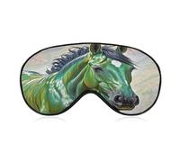 Green Horse Sleep Mask Personality Eye Sleep Shade Cover Comfortable Breathable Sleeping Blindfold Soft Comfortable Night Eye Cover Adjustable Band Eye Mask for Men Women