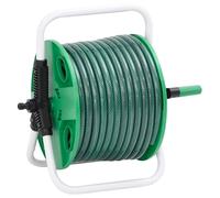 vidaXL Free Standing Green Hose Reel with Hose Fitting Set 0.5" 20 m PVC