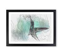 Green Hummingbird in Abstract Framed Print | A2 Black Framed Wall Art | Ready to Hang | Abstract Fantasy Picture | Living Room Bedroom Lounge Office