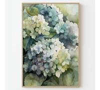 Green Hydrangea Canvas Wall Art Aesthetic Flower Painting Abstract Botanical Prints Elegant Floral Canvas Watercolor Hydrangea Wall Art Green Flower Pictures Vintage Floral Painting 16x24in No Frame
