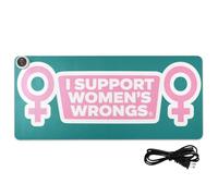 Green I Support Women's Wrongs Leather Heated Mouse Pad 31.5 x 13 in Anti Slip Computer Pads for Computer Desk Gaming Accessories