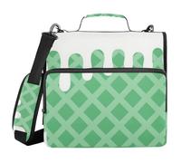Green Ice Cream Plaid Checked 3 Rings 1.5 inch Binder with Extra Pockets with Shoulder Strap Laege Capacity School Binders Organizer for School and Office