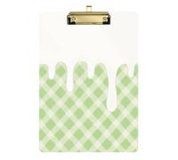 Green Ice Cream Plaid Checked A4 ifr clipboard Standard Hole for 5th Grade Classroom Essentials for Teachers Gold 9 x 12 in