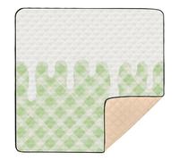 Green Ice Cream Plaid Checked Cute Thick Play mat for Baby for Floor Lightweight Foldable Activity Gym Mat for Baby Kids Toddlers Infants, 50'' x 50''