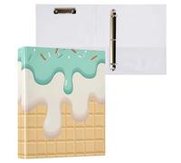 Green Ice Cream Waffles 3 D-Ring Binder A4 1 Pack with 200 Sheet for Kids School Supplies Women Men Office