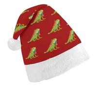 Green Iguana Lizard Funny Christmas Hat Unisex Santa Hats Holiday Xmas Cap Classic for New Year Party Decor