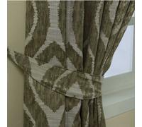 Homescapes Ikat Jacquard Curtain Tie Back Pair in Green Homescapes Green