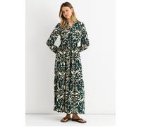 Green Ikat Print Tie Waist Maxi Dress Gini London Green L/XL