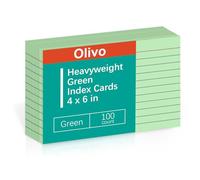 Green Index Cards 4x6 Lined Ruled Flash Note Cards 100 Count, 220 GSM Heavy Weight