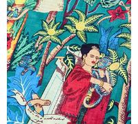 Green Indian Hand-Block Printed Jaipuri Print Tropical Paisley Floral Ethnic Print Cotton Fabric (Frida Kahlo, 3 Yards)