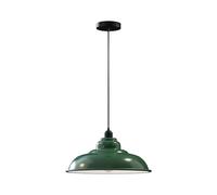 Green Industrial Pendant Light 32cm Metal Dome Shade E27 Ceiling Fixture