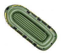 Green Inflatable Kayak, 2-3 Person PVC Boat, With 4 Air Chambers | For Fishing Trips