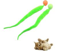 Green Interactive Toy for Cats Colourful Funny Training Long Tail Ball Cat Toy Indoor Scratcher Fun Pet Toy Bouncy Ball Worm Cat Toy