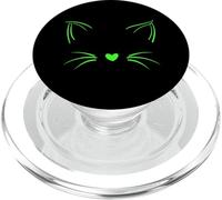 Green Invisible Cat Face Green Color Graphic PopSockets PopGrip for MagSafe