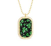 Green Ireland Shamrock St Patricks Day Funny Pendant Necklace for Women Personalized Fashion Jewelry Diamond Necklaces for Wedding Birthday Gold Silver