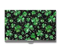 Green Ireland Shamrock St Patricks Day Novelty Business Card Holders Slim Metal Credit Name Cards Case Wallet Organizer for Men Women 3.7" X 2.2" X 0.3"