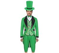 Green Irish Leprechaun Costume for Men - Premium Quality Fancy Dress Suit, Breathable Polyester Fabric Build, Classic Myth Inspired Outfit Design, Easy Wear Comfortable Fit for Extended Use, Perfect f