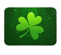 Green Irish Shamrock Clover Stars Saint Patrick Dish Drying Mat for Kitchen Absorbent Microfiber Pad Heat-resistant Drainer Mats Countertops Sinks Protector 16"x18"