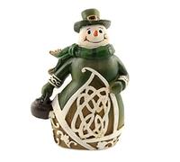 Green Irish Snowman with Pot of Gold Christmas Figurine Woodcut Look 62421 New