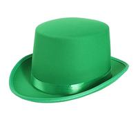 Green Irish Top Hat - Satin Green Top Hat with Matching Green Band - Men's Women's St. Patrick’s Day Ireland Hat - Party Fancy Dress Costume Accessory - Pack of 6