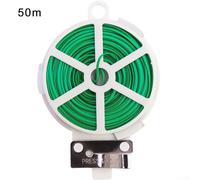 Green Iron Wire Garden Ties for Plants - 20M/30M/50M/100M Coil with Cut-Off Clips, Soft & Plant-Safe Support Rope for Climbing Vines, Tomatoes, ROS(50M)