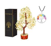 Green Jade Crystal Tree with Chakra Pendants - Green Jade 10-12in