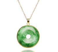 Green Jade "Good Fortune" Pendant Necklace, Natural Jade Agate Crystal Healing Handmade Good Luck Gift Jewelry