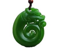 Green Jades Pendant Necklace Carved Double-sided Hollow-out Chinese dragon Fortune Amulet Women Fashion Jewelry