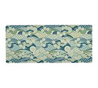 Green Japanese Zephyr Cherry Blossoms unwashable Mouse pad Long for Rest Non Slip Cool Mousepad 31.5 x 11.8in