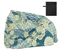 Green Japanese Zephyr Cherry Blossoms Waterproof Bike Cover with Lock Holes Anti Dust Rain Snow UV Storage Exercise Bike Cover Fits for Most funda para bicicletas exterior