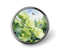 Green Jungle Flowers Badges Pin, Personalized Exquisite Round Badge, 1 Inch Button Pins for Women And Men, Decorative Metal Round Brooch for Clothing, Backpacks, And Hats