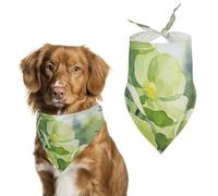 Green Jungle Flowers Dog Bandana, Soft Breathable Pet Scarf, Personalized Dog Bib Kerchief for Small Medium Large Dogs Cats, Exquisite Pet Neckerchief for Daily Wear, Travel, Party