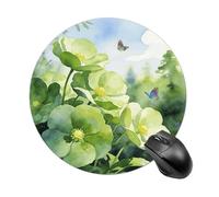 Green Jungle Flowers Round Rubber Mouse Pad 7.8 Inch Stable Non Slip Circular Computer Mat Portable Resistant Desk Mat for Office Laptop Desktop Professional Daily Working Scenes