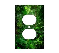 Green Jungle Light Switch Cover Plates/Outlet Covers, Lush Tropical Forest for Home Decor, Thermoplastic Wall Plates, Standard Size Single Duplex Outlet