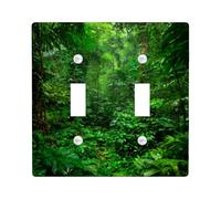 Green Jungle Light Switch Cover Plates/Outlet Covers, Lush Tropical Forest for Home Decor, Thermoplastic Wall Plates, Standard Size Double Toggle