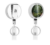 Green Jungle Retractable Work Badge Holder Keychain Badge Reel 24.4" Cord & 360° Swivel Alligator Clip Heavy Duty Id Name Tag Holder for Nurses Doctors Teachers Office Workers