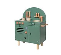 (Green) Kids Large Wooden Kitchen Play Set Toddler Pretend Play Chef Kitchen Set