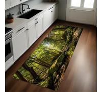 Green Kitchen Rug Stones in the primeval forest Non-Slip Washable Runner 60 x 180 cm Kitchen Floor Mat for Kitchen, Laundry, Hallway, Dining Room, Entryway, Door Mat