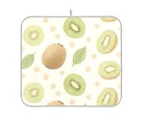 Green Kiwi Fruit Dish mat Reusable Rectangle Small Dish Drainer Cloth 16x18 Easy Clean Decorative Home Decor Essentials