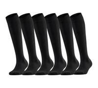 GREEN KNITS 6 Pairs Knee High Socks for Women & Girls Cotton Blend Plain Extra Long Smooth Grip Breathable School Uniform Party Everyday Wear UK 4-6