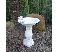 Green Lane Garden Classic style birdbath, feeder on a column made of reconstituted stone, garden ornament, decor, 51x33cm