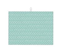 Green Large Dish Drying Mat Lattice Geometry Polka Dots Nordic Dishes Drying Mat Printed Pattern Large 18 X 24 Inch