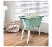 (Green) Large Laundry Basket Foldable Collapsible Legs Dirty Washing Clothes Storage Bin